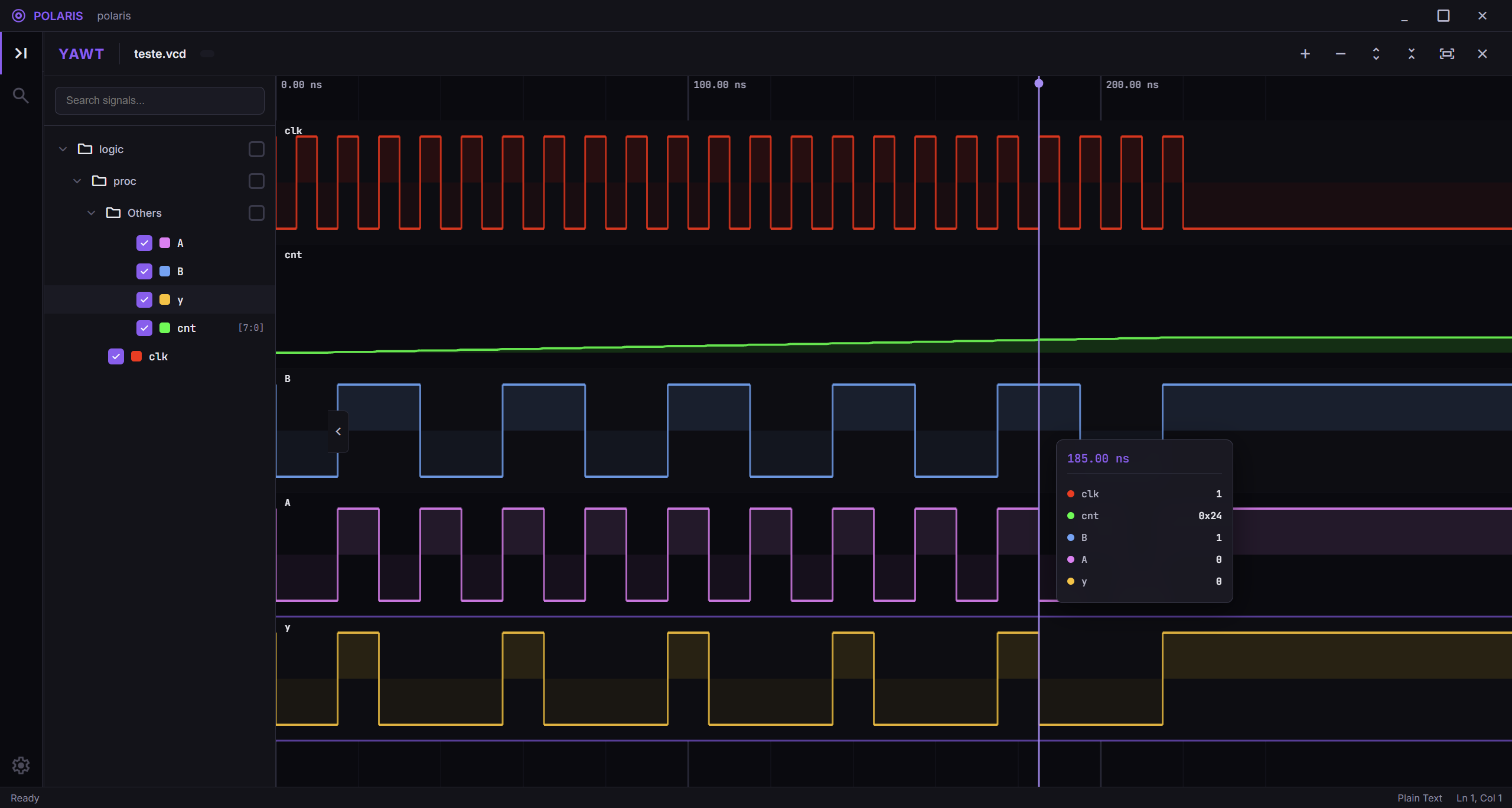 POLARIS, the NIPS-CERN wave tracer, showing simulated signals