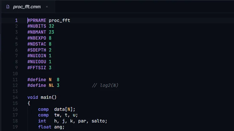 An FFT written in C±, the processor directives declared at the top of the file