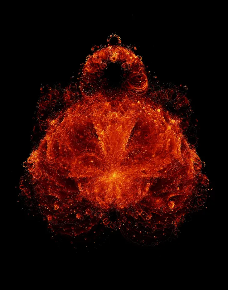 Buddhabrot, o conjunto de Mandelbrot desenhado pelos caminhos dos pontos que fogem